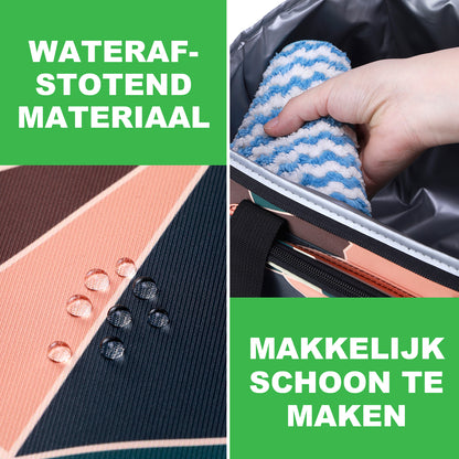 Koeltas 15L abstract kleur - lunchtas - 4-laags geïsoleerd - opvouwbaar - incl. 2 gratis koelelementen en draagband