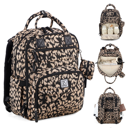 Brisby Premium Luiertas – Uitgebreide en Functionele Verzorgingstas – met buggymontage – Anti Diefstal Vakken - Reistrolley Sleeve - Inclusief verschoonmatje t.w.v.15,99 euro en speenhouder - Levenslange Garantie - Leo