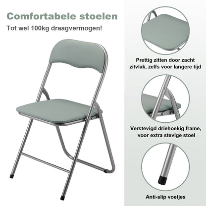 Bardi 8-delige Klapstoelen set PVC groen - 100 kg draagvermogen