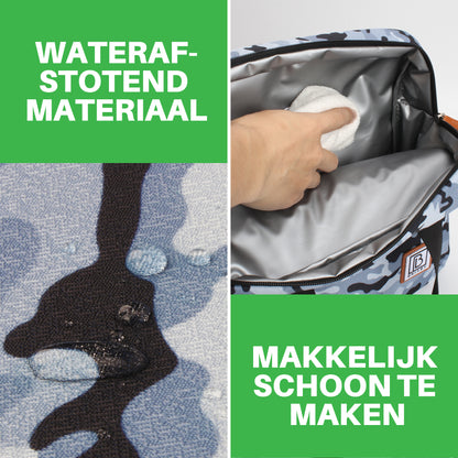 Koeltas 7L camouflage blauw - Lunchtas - 4-laags geïsoleerd - 2 gratis koelelementen - incl. schouderband