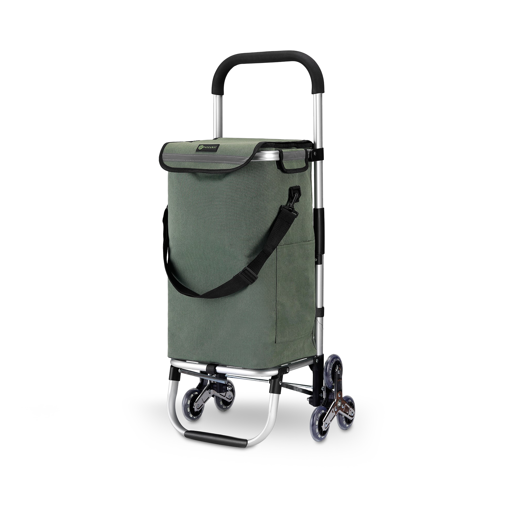 Packaway Boodschappentrolley 40L groen - incl. trapwielen - steekwagenfunctie
