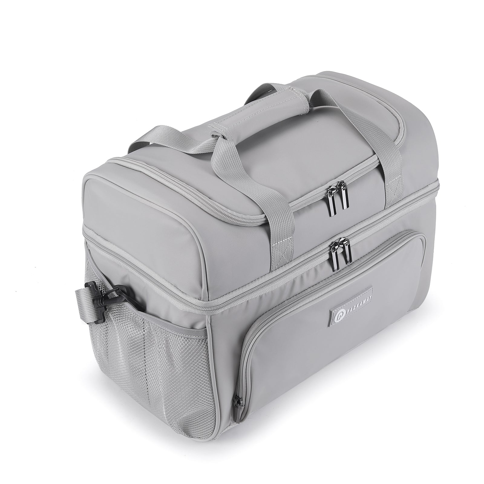 Packaway Koeltas 20L - Lunchtas - Inclusief 4 Koelelementen - Dubbel Compartiment - 4-Laags Geïsoleerd - Waterafstotend - Modern Grey