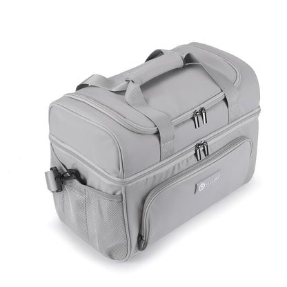 Packaway Koeltas 20L - Lunchtas - Inclusief 4 Koelelementen - Dubbel Compartiment - 4-Laags Geïsoleerd - Waterafstotend - Modern Grey