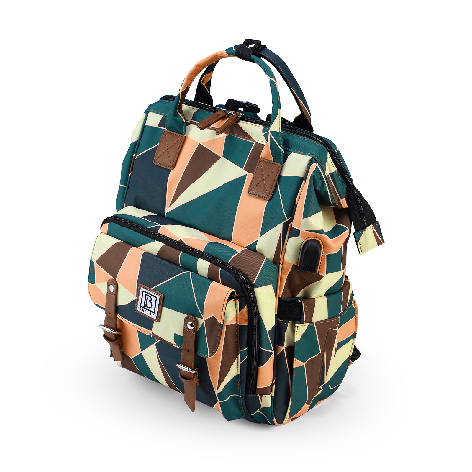 Stayopen diaper bag abstract colours - changing bag - stay-open frame - USB charging function - incl. buggy assembly and changing mat