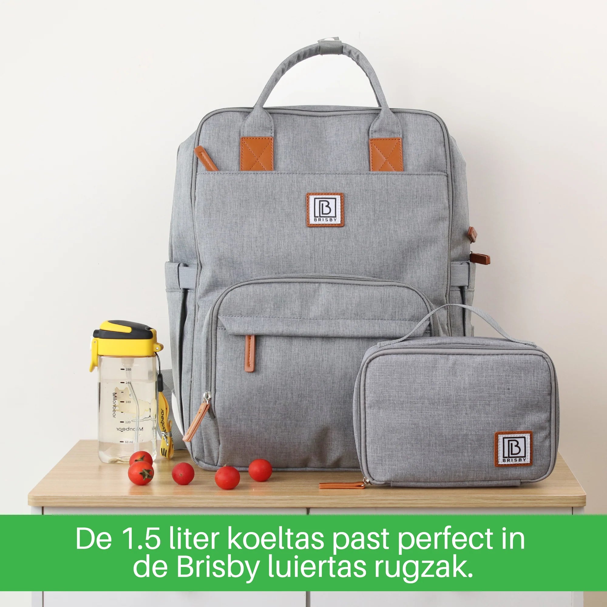 Koeltas 1,5L grijs - 4-laags geïsoleerd - gratis koelelement