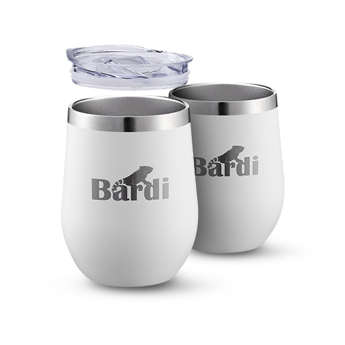 Bardi Thermosbekers 0,3L RVS wit set -  incl. deksels - dubbelwandig