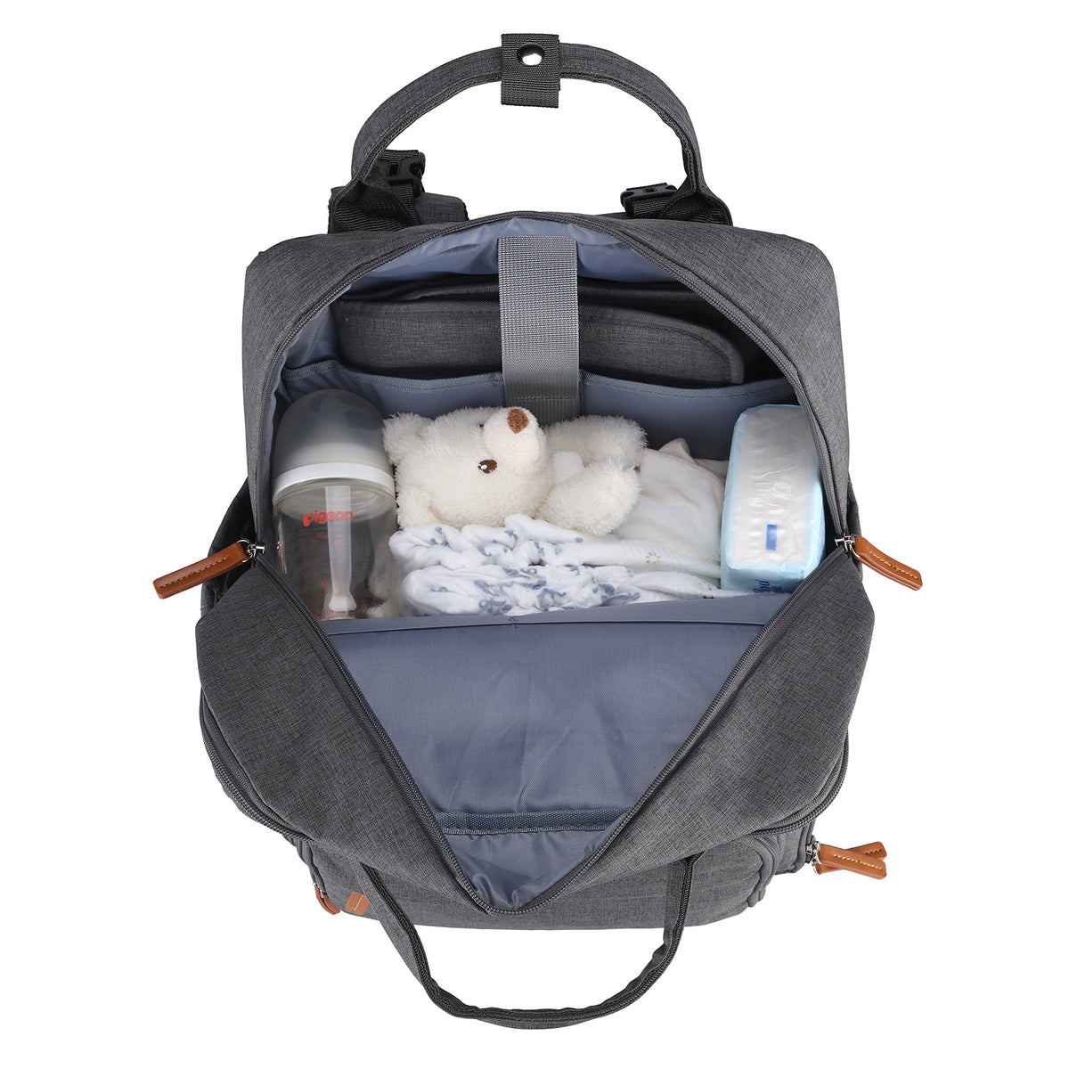 Brisby Luiertas Original - Donkergrijs- Kinderrugzak - 1.5L kinderlunchtas Leeuw