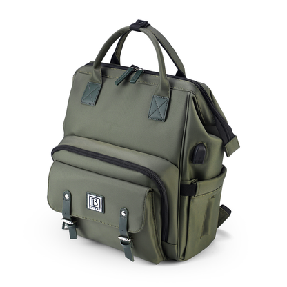 Stayopen luiertas groen - Verzorgingstas - stay-open frame - USB oplaadfunctie - incl. buggymontage en verschoonmat
