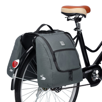 Brisby Dubbele Fietstas 28 Liter – Koeltas en Lunchtas – 4-laags Geïsoleerd – Voor Gewone en Elektrische Fiets – Waterafstotend met Waterdichte Ritsen – Urban Blue