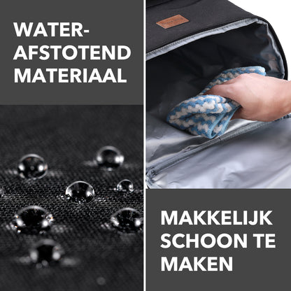 Koeltas rugzak 25L zwart - Waterafstotend - anti diefstal vak - 4 laags geïsoleerd - Incl. 2 gratis koelelementen en gratis flessenopener