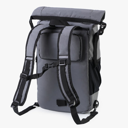 3 in 1 waterproof rolltop bicycle bag set 40-52L gray - 100% reflection - high visibility - bicycle bag - backpack - shoulder bag