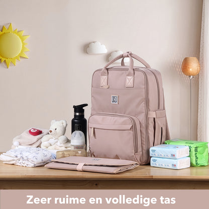 Brisby slijtvaste Luiertas – verzorgingstas – met buggymontage - Muted Rose