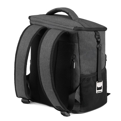 Koeltas rugzak 25L grijs - Waterafstotend - anti diefstal vak - 4 laags geïsoleerd - Incl. 2 gratis koelelementen en gratis flessenopener