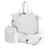 Venezia diaper bag and weekend bag set cream - PU leather - shoulder bag - hard-wearing - Incl. buggy/pram hooks, changing mat and cool bag