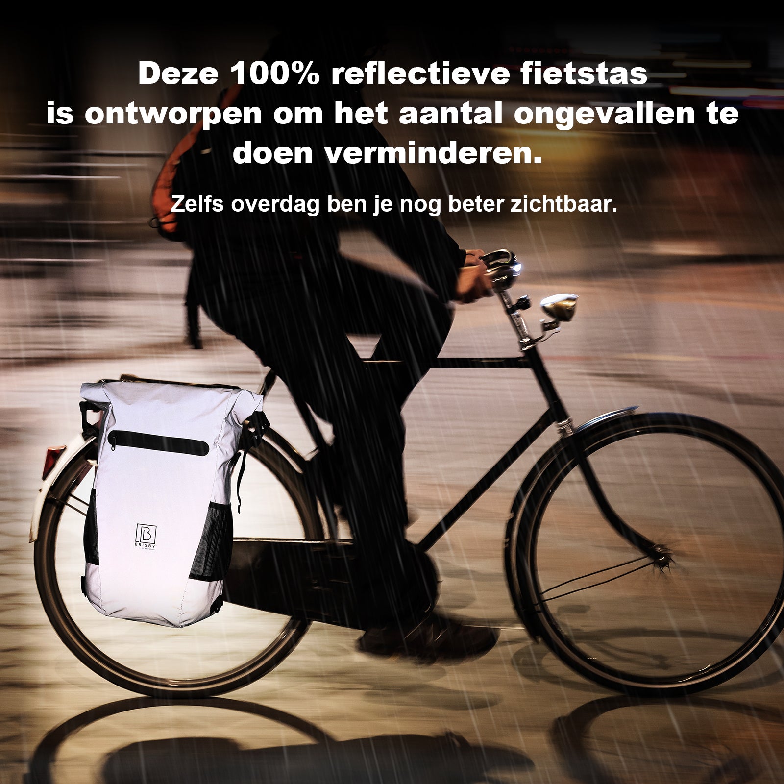 3 in 1 waterdichte rolltop fietstas 20-26L grijs - 100% reflectie - hoge zichtbaarheid - fietstas - rugtas - schoudertas