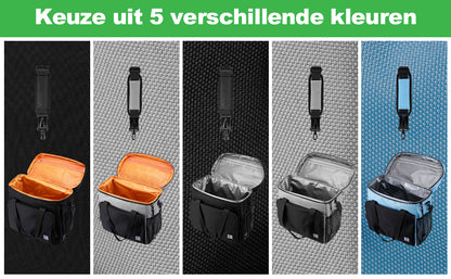 Koeltas 40L zwart/grijs met oranje binnenzijde - Lunchtas - 4-laags geïsoleerd - 6 gratis koelelementen - incl. schouderband