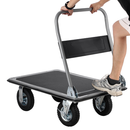 Packaway Professionele Opvouwbare Transportwagen 350 kg – Transportkar met Rubberen Luchtbanden – Rem – Antislip Laadplateau