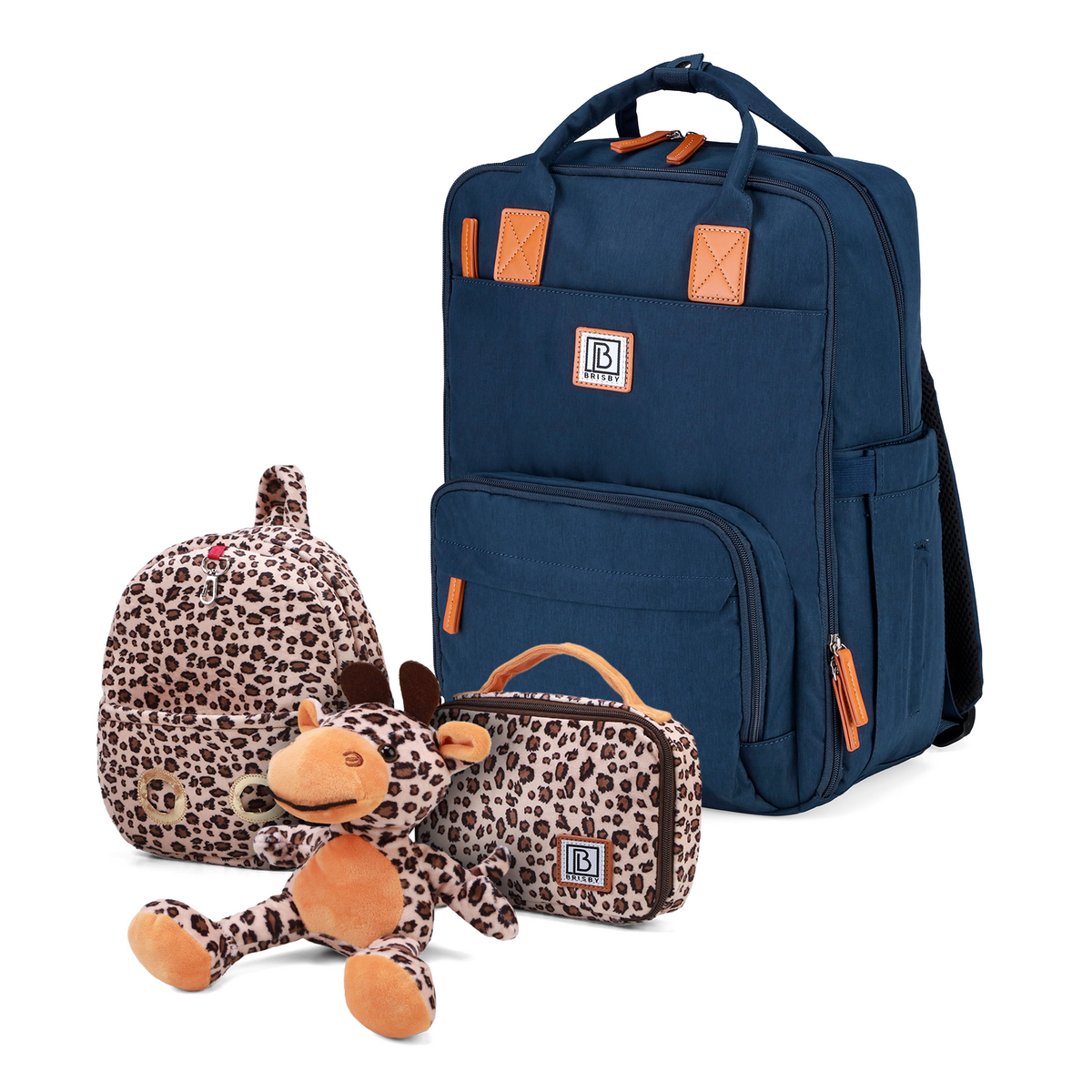 Brisby Luiertas Original - Blauw - Kinderrugzak - 1.5L kinderlunchtas Giraffe