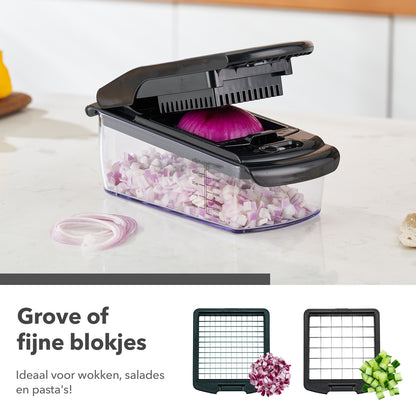 Bardi Groentesnijder - 11 in 1 Multifunctioneel - Keuken mandoline - Handmatig - Keukensnijder - Uiensnijder - Spiraalsnijder - Frietsnijder - Rasp - ZWART
