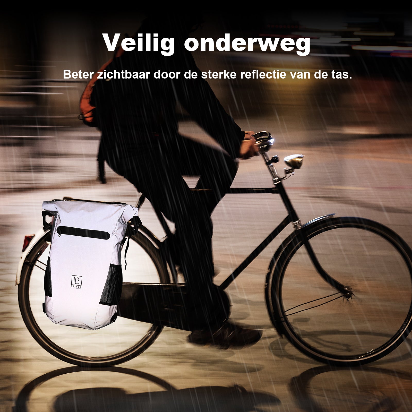 3 in 1 waterdichte rolltop fietstas 20-26L grijs - 100% reflectie - hoge zichtbaarheid - fietstas - rugtas - schoudertas