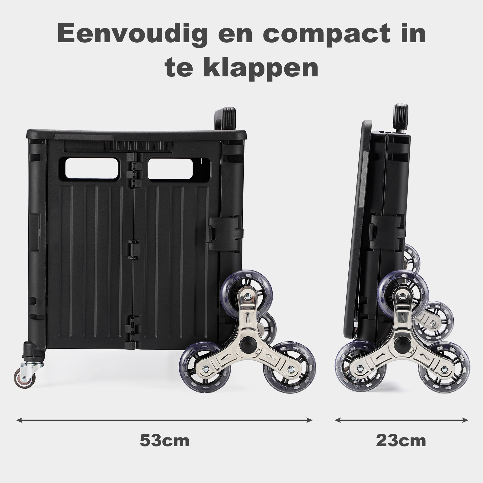 Packaway Boodschappentrolley 50L XL zwart - incl. trapwielen, deksel - 35 kg draagvermogen
