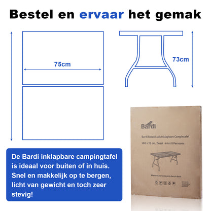 Bardi Campingbank rotan look zwart 180 x 28 - inklapbaar
