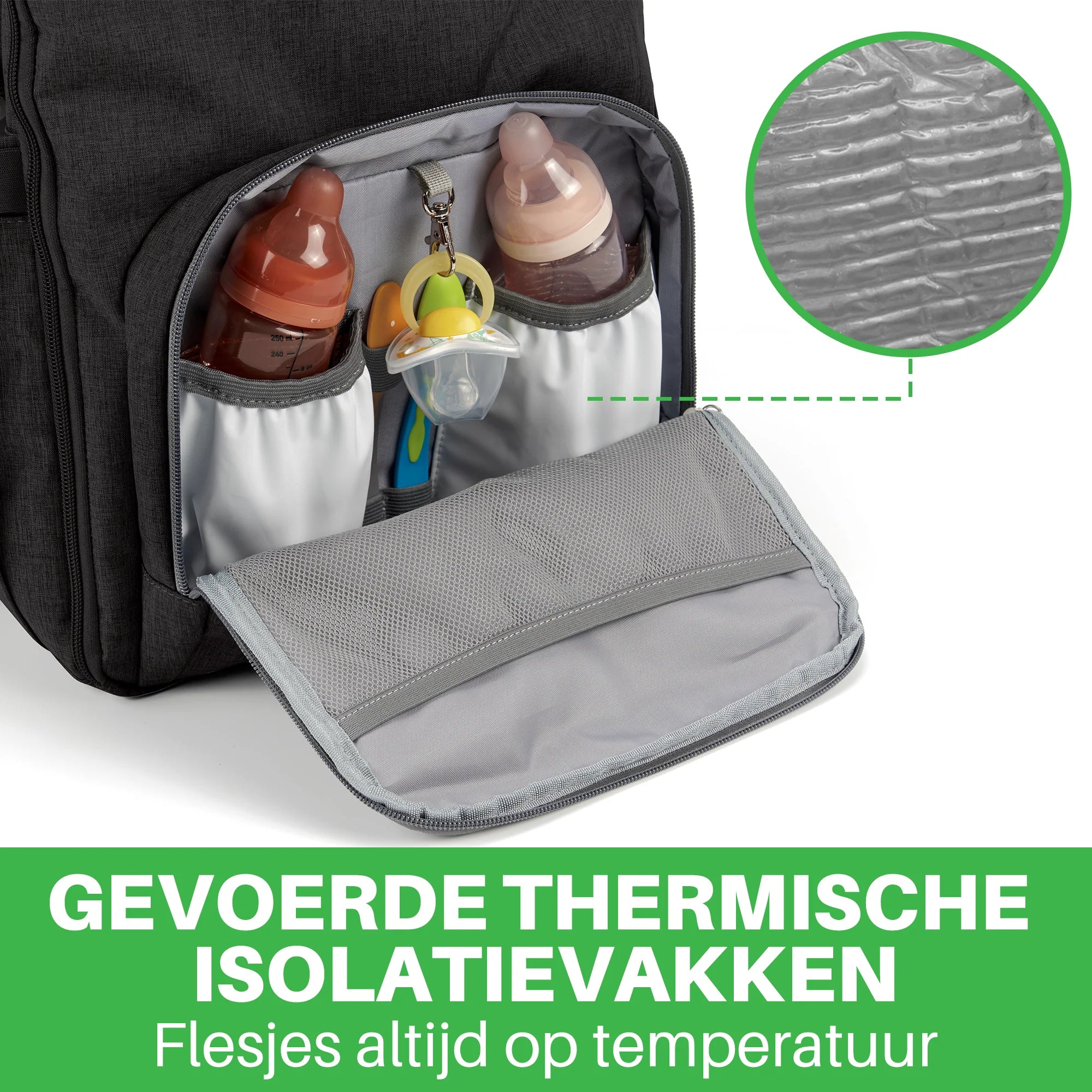Original slijtvaste luiertas zwart - verzorgingstas - incl. buggymontage en verschoningsmat