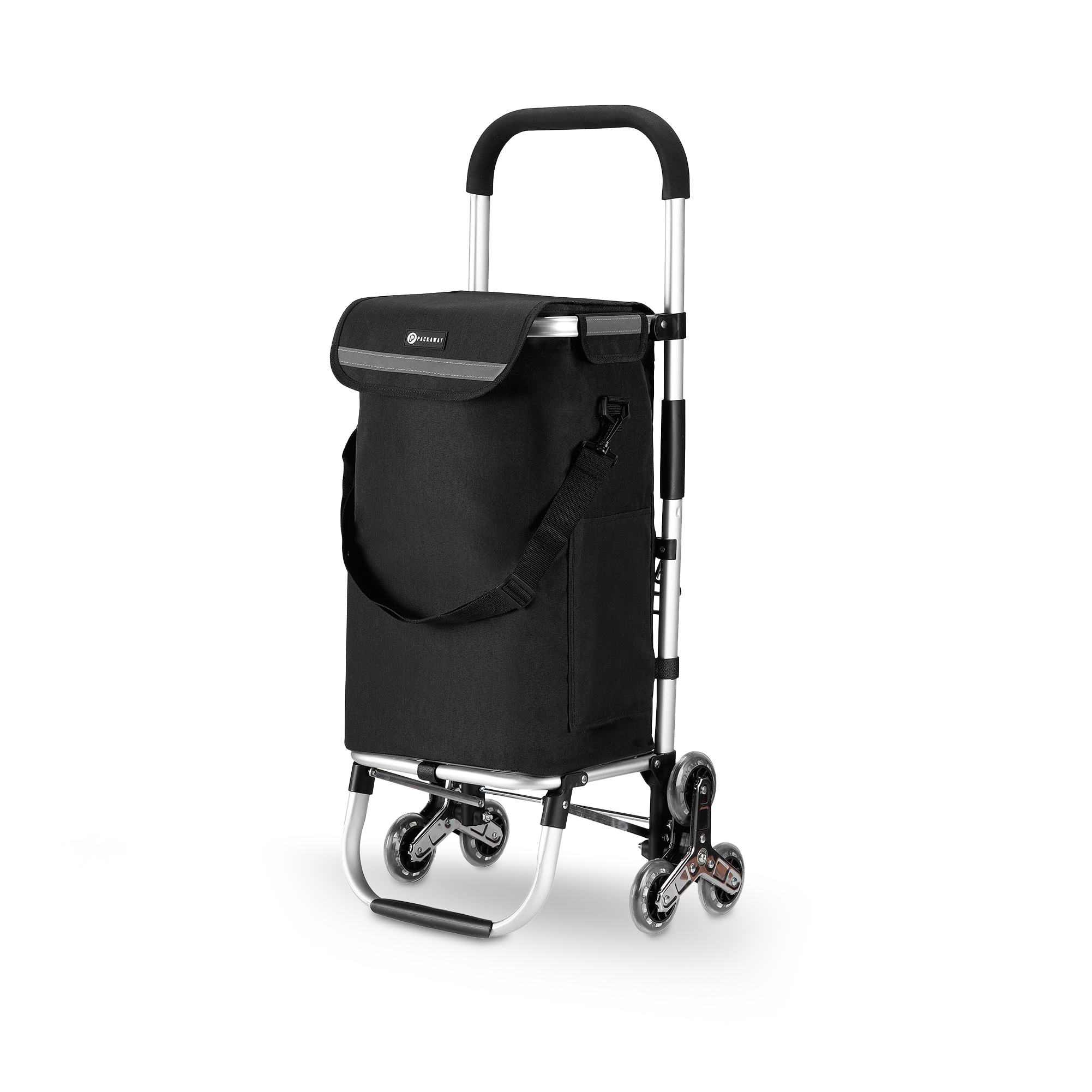 Packaway Boodschappentrolley 40L zwart - incl. trapwielen - steekwagenfunctie