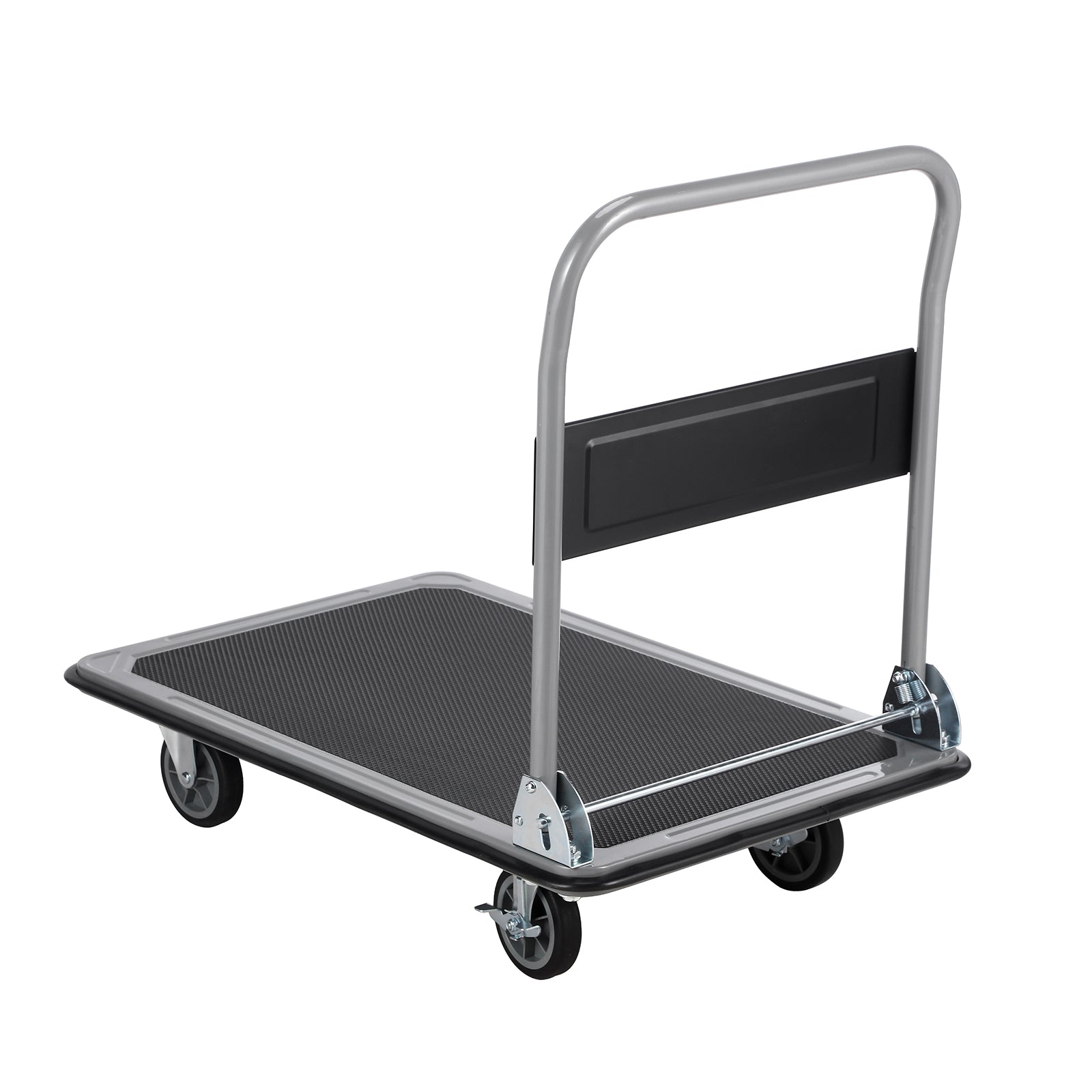 Packaway Opvouwbare Transportwagen 350 kg – Transportkar met Rem – 92 x 62 cm – Antislip Laadplatform – 4 Wielen – Inklapbare Duwbeugel