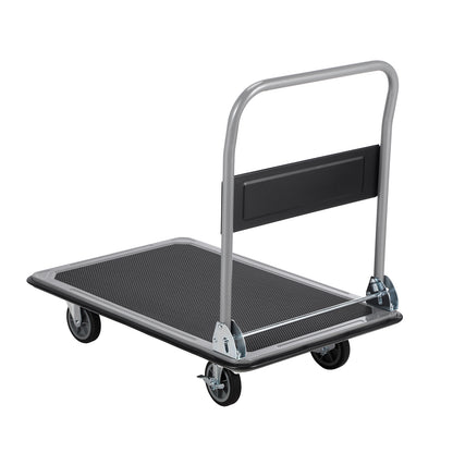 Packaway Opvouwbare Transportwagen 350 kg – Transportkar met Rem – 92 x 62 cm – Antislip Laadplatform – 4 Wielen – Inklapbare Duwbeugel