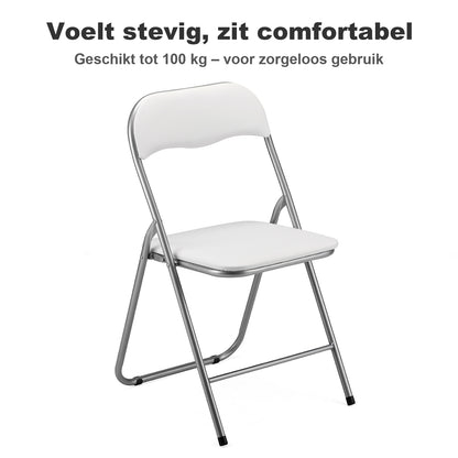 8-delige klapstoelenset - wit - 100kg draagkracht - 43 x 38 x 87 cm