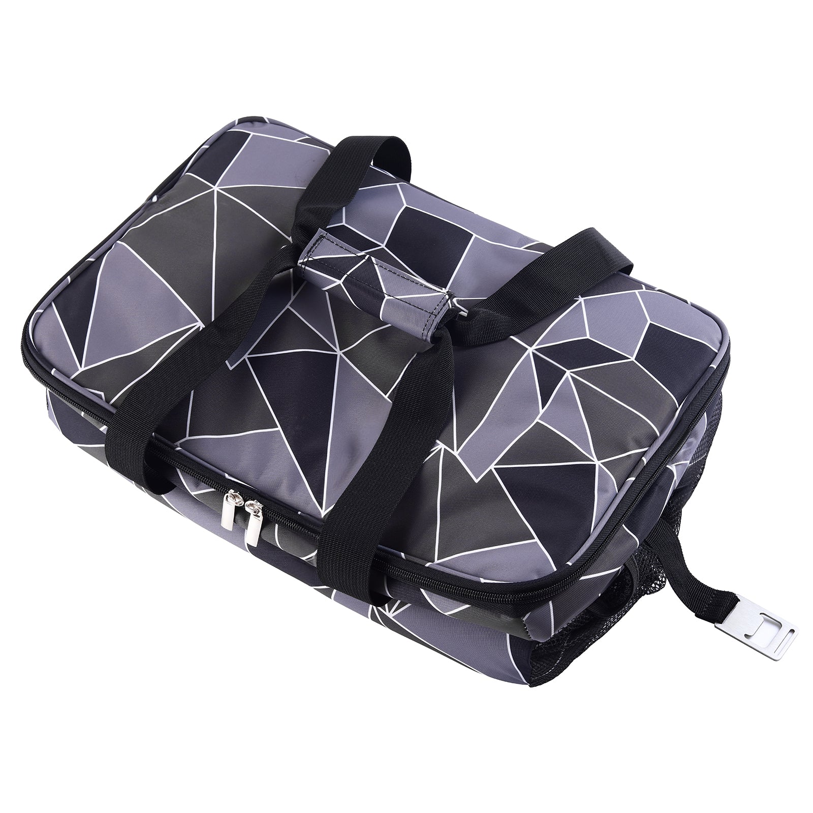 Koeltas 30L abstract grijs en zwart - lunchtas - opvouwbaar - 4-laags geïsoleerd - incl. 4 gratis koelelementen en draagband