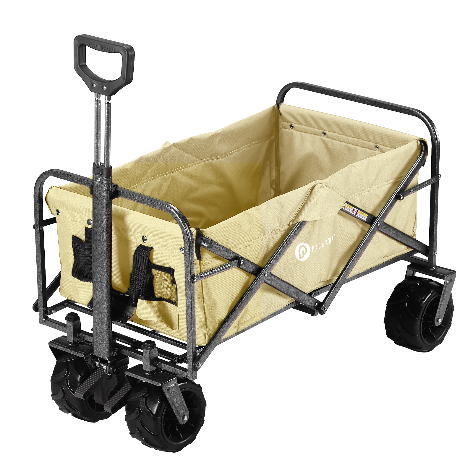 Bolderkar XL crème taupe -  tot 80 kg - heavy duty - 90L - opvouwbaar - wasbaar polyester - 98x45 cm