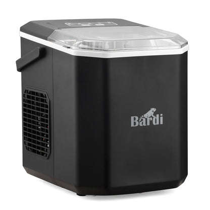 Bardi 1.3L Deluxe IJsblokjesmachine Square – IJsblokmaker Inclusief Luxe Thermosbeker en IJsschep – 9 Blokjes in 8 Minuten – ZWART
