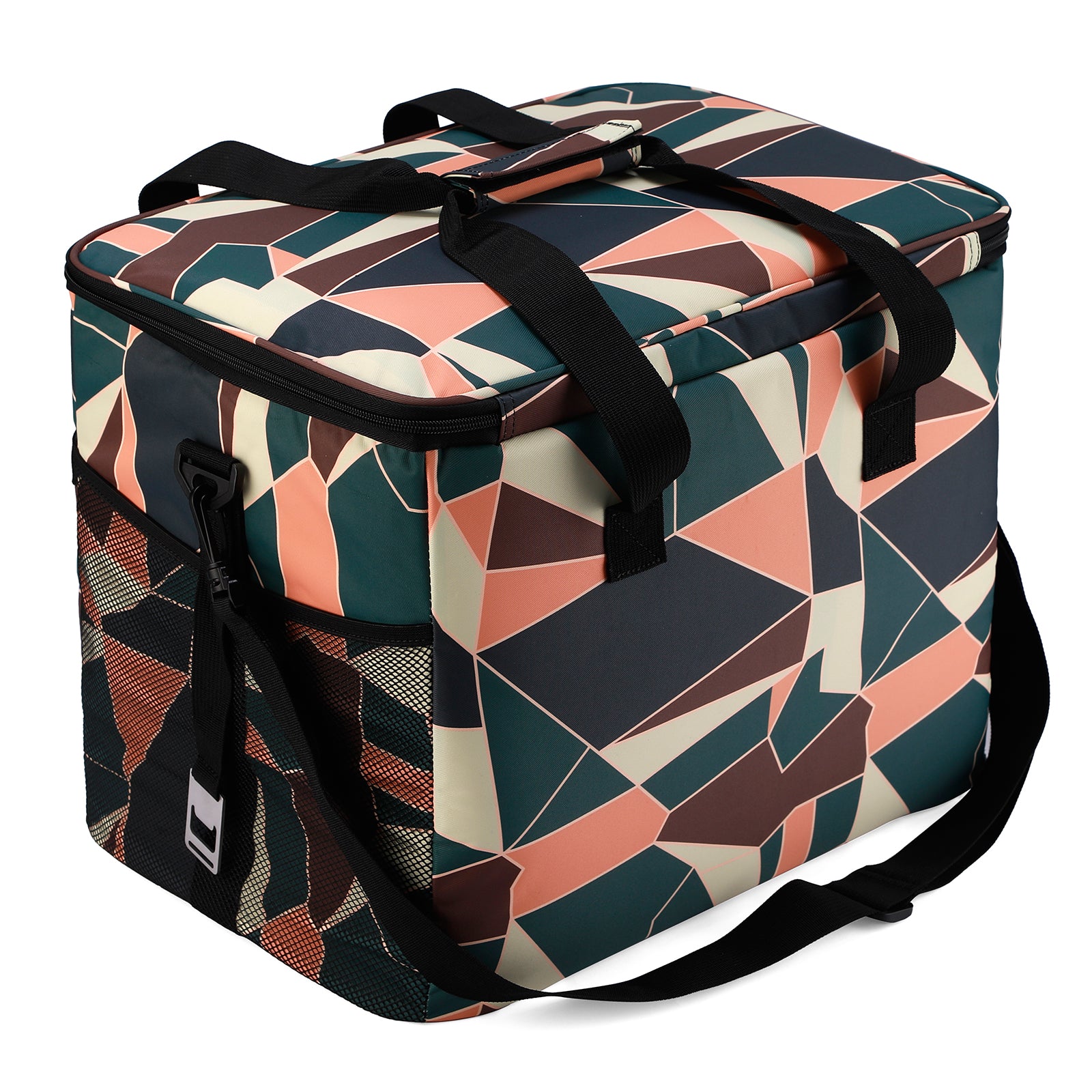 Koeltas 40L abstract - lunchtas - opvouwbaar - 4-laags geïsoleerd - incl. 6 gratis koelelementen en draagband