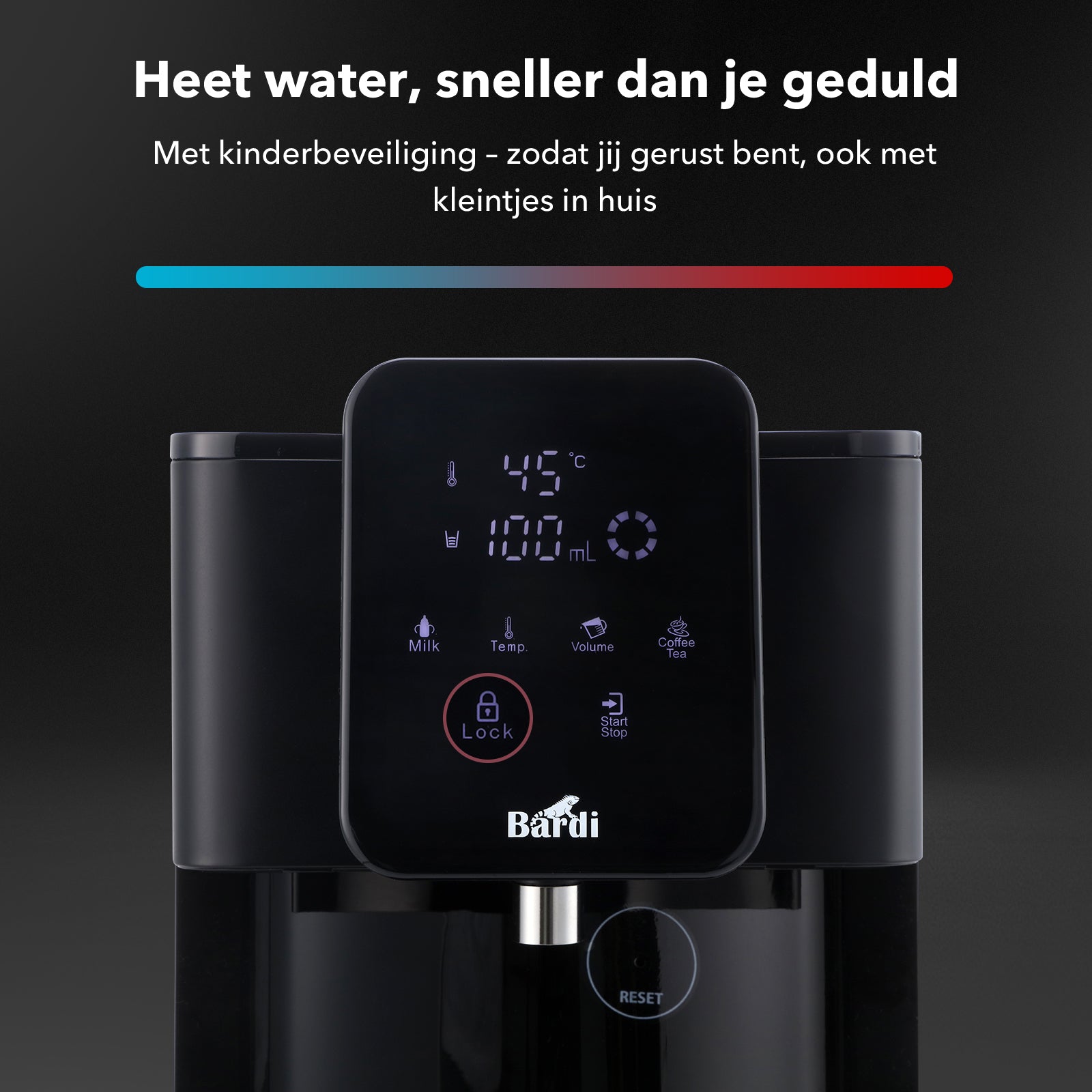 Bardi Heetwaterdispenser 4L zwart met STRIX filter - incl. thermoscup + onderzetter