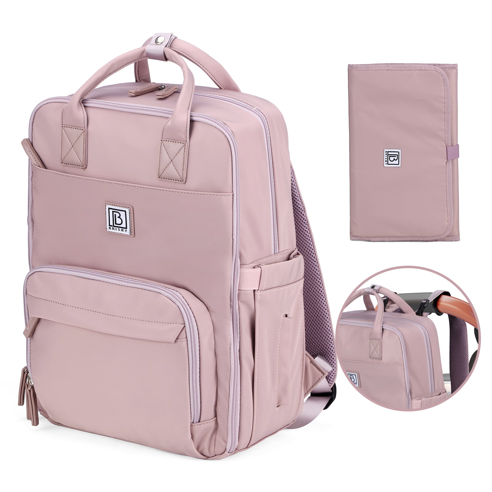 Brisby slijtvaste Luiertas – verzorgingstas – met buggymontage - Calm Lila