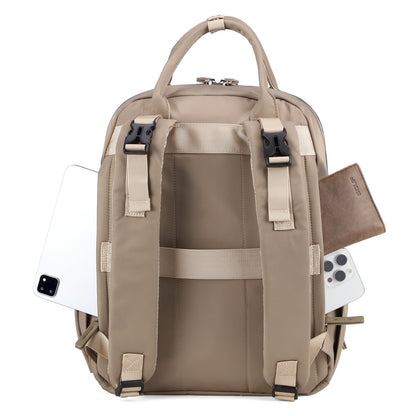 Brisby Premium Luiertas – Uitgebreide en Functionele Verzorgingstas – met buggymontage – Anti Diefstal Vakken - Reistrolley Sleeve - Inclusief verschoonmatje t.w.v.15,99 euro en speenhouder - Levenslange Garantie - Natural Greige