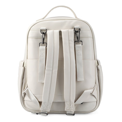 Venezia wear-resistant backpack white - PU leather - 14 inch laptop compartment - water-repellent