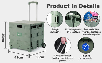 Packaway Boodschappentrolley krat XL 50L groen - incl. deksel