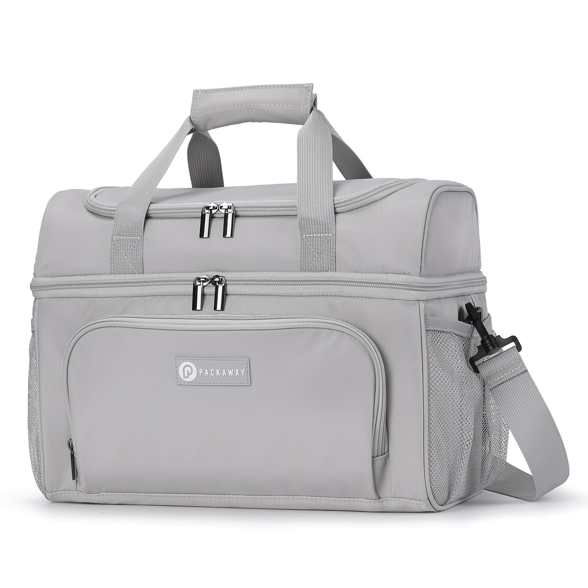 Packaway Koeltas 20L - Lunchtas - Inclusief 4 Koelelementen - Dubbel Compartiment - 4-Laags Geïsoleerd - Waterafstotend - Modern Grey