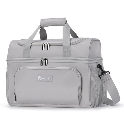 Packaway Koeltas 20L - Lunchtas - Inclusief 4 Koelelementen - Dubbel Compartiment - 4-Laags Geïsoleerd - Waterafstotend - Modern Grey