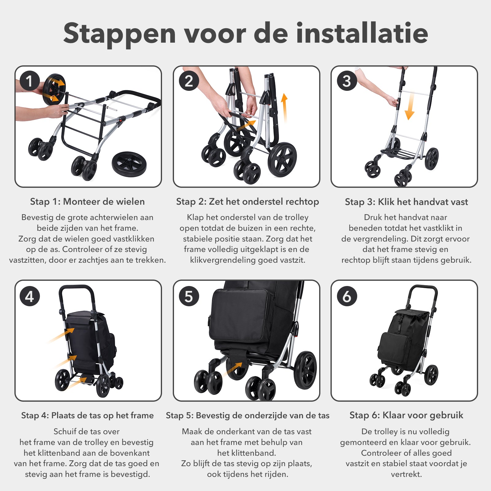 Boodschappentrolley deluxe 60L zwart - koelvak - boodschappenwagen - steekwagenfunctie - verstelbaar handvat