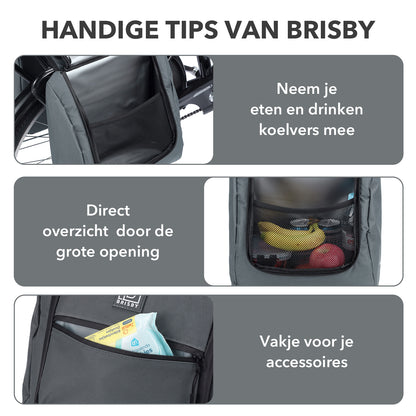 Brisby Dubbele Fietstas 28 Liter – Koeltas en Lunchtas – 4-laags Geïsoleerd – Voor Gewone en Elektrische Fiets – Waterafstotend met Waterdichte Ritsen – Urban Blue