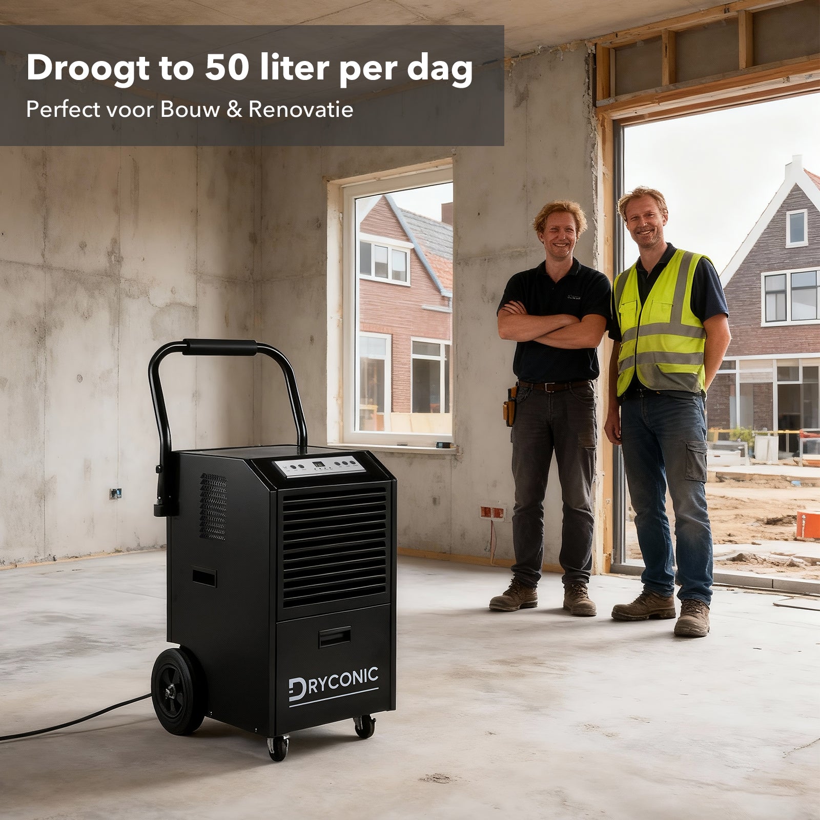 Dryconic luchtontvochtiger 50L - professionele bouwdroger - continue afvoer - 5,5L watertank