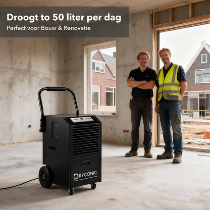 Dryconic luchtontvochtiger 50L - professionele bouwdroger - continue afvoer - 5,5L watertank