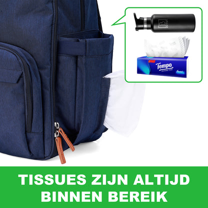 Original slijtvaste luiertas blauw - Verzorgingstas - incl. buggymontage en verschoningsmat