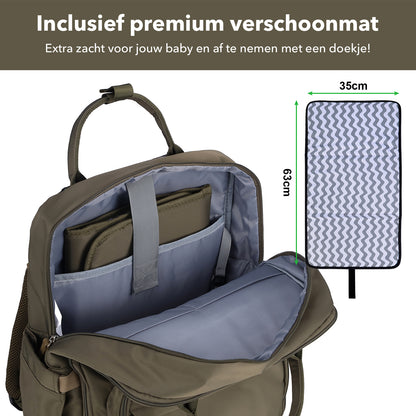 Brisby slijtvaste Luiertas – verzorgingstas – met buggymontage - Olive Green