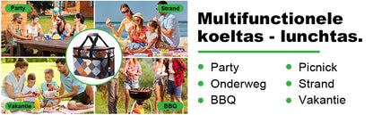 Koeltas 30L block - lunchtas - opvouwbaar - 4-laags geïsoleerd - incl. 4 gratis koelelementen en draagband