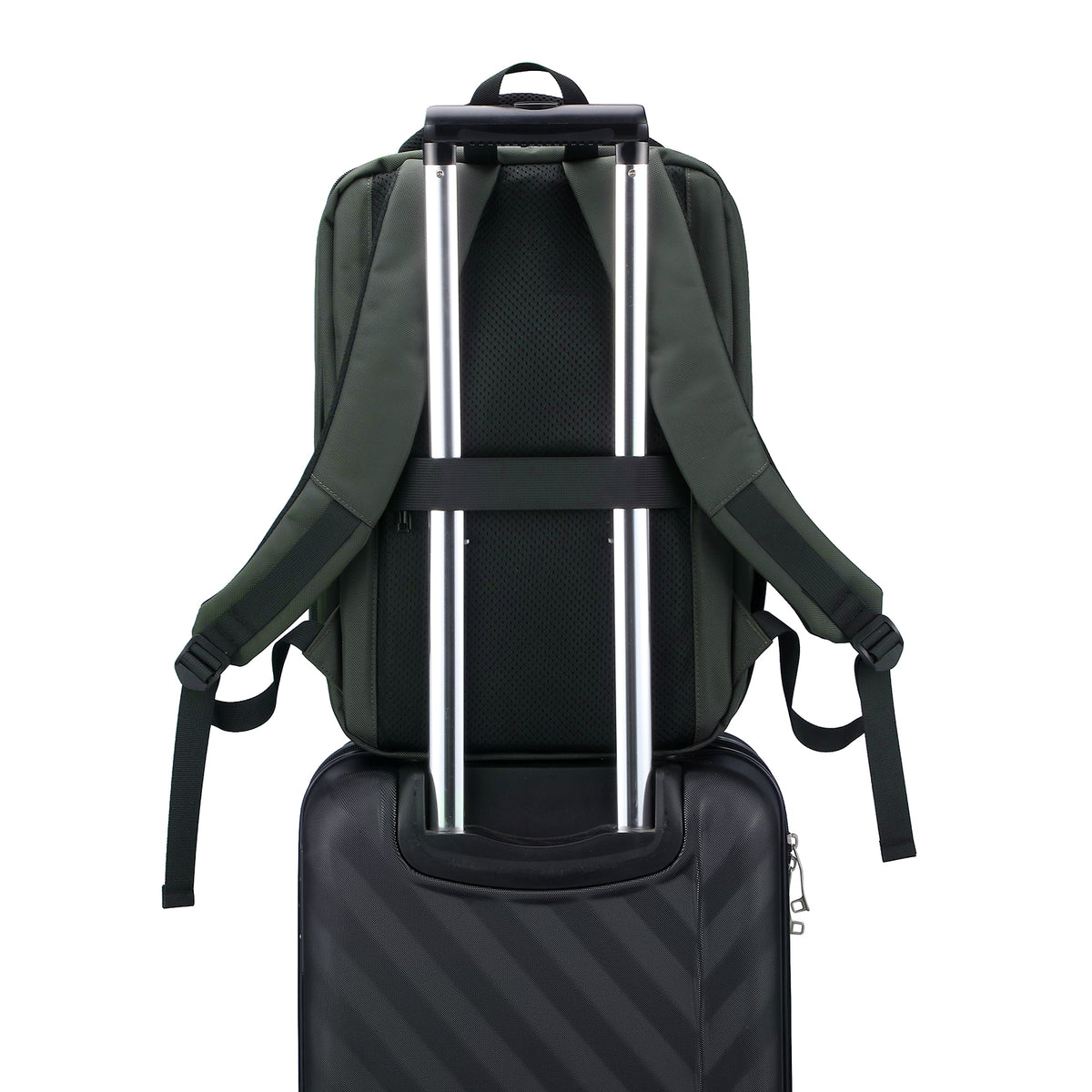 Brisby Rugzak Pro 1 – Laptoprugzak tot 15,7 inch voor Werk, School en Reizen – Waterafstotend – Met Tabletvak, Antidiefstalvak en Trolleysleeve - Groen